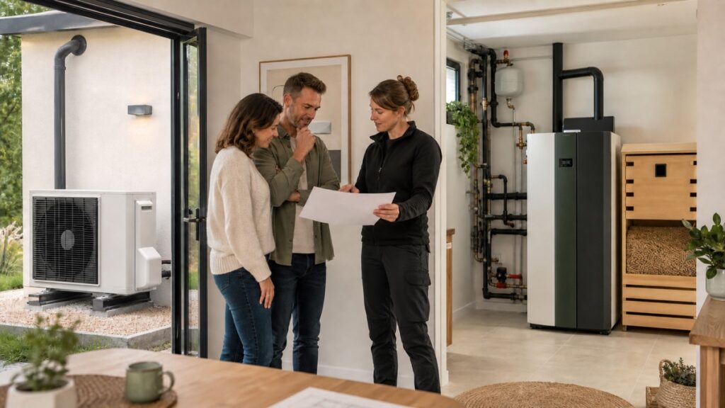 Pompe à chaleur et chaudière à granulés comparées pour chauffer une maison